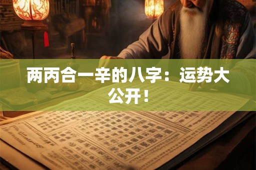 两丙合一辛的八字：运势大公开！