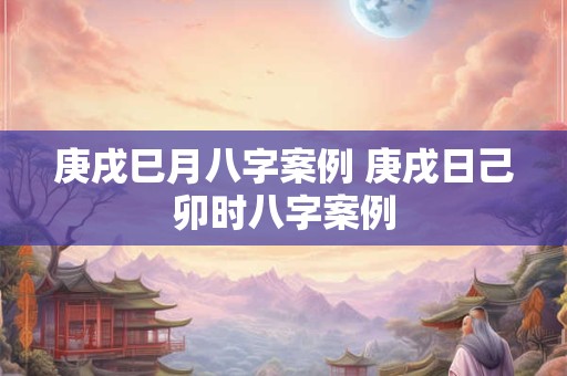 庚戌巳月八字案例 庚戌日己卯时八字案例