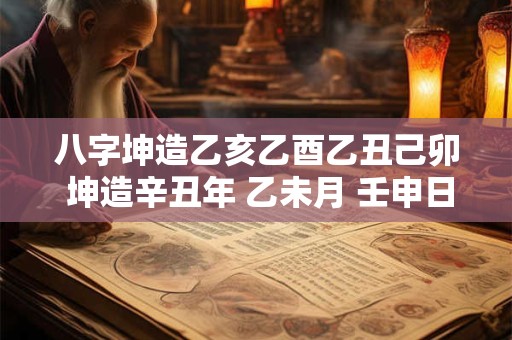 八字坤造乙亥乙酉乙丑己卯 坤造辛丑年 乙未月 壬申日 乙巳时 八字如何