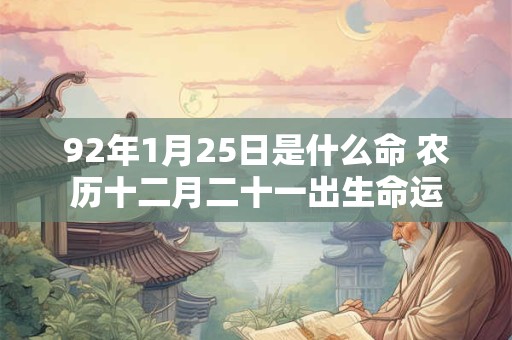 92年1月25日是什么命 农历十二月二十一出生命运