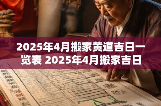 2025年4月搬家黄道吉日一览表 2025年4月搬家吉日查询！