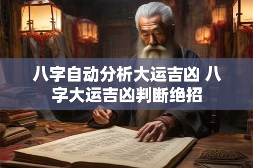 八字自动分析大运吉凶 八字大运吉凶判断绝招
