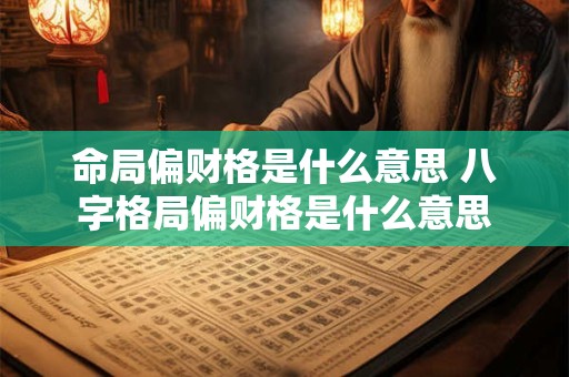 命局偏财格是什么意思 八字格局偏财格是什么意思