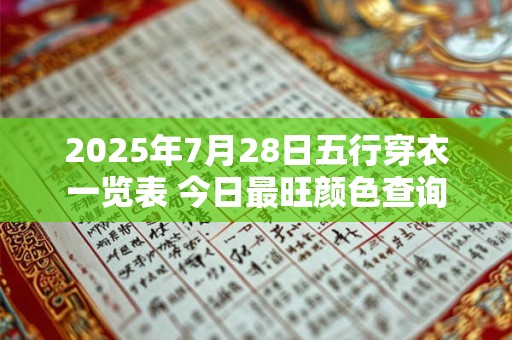 2025年7月28日五行穿衣一览表 今日最旺颜色查询