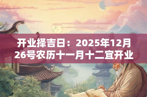 开业择吉日：2025年12月26号农历十一月十二宜开业吗