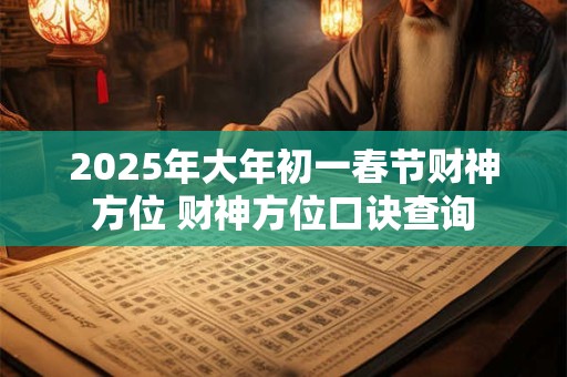 2025年大年初一春节财神方位 财神方位口诀查询
