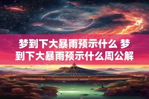 梦到下大暴雨预示什么 梦到下大暴雨预示什么周公解梦