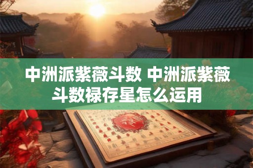 中洲派紫薇斗数 中洲派紫薇斗数禄存星怎么运用
