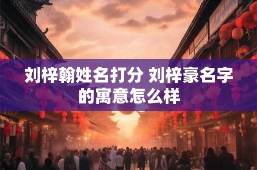 刘梓翰姓名打分 刘梓豪名字的寓意怎么样