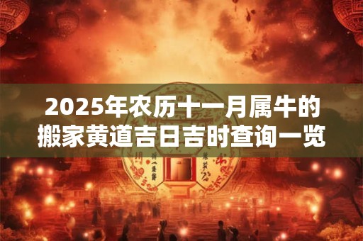 2025年农历十一月属牛的搬家黄道吉日吉时查询一览表