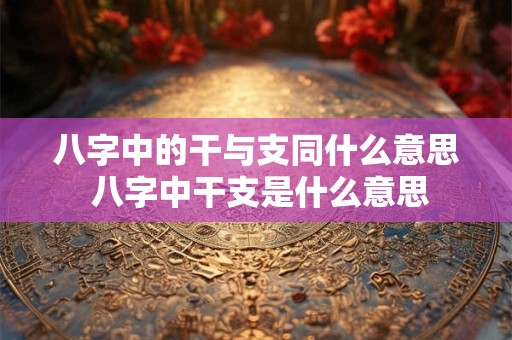 八字中的干与支同什么意思 八字中干支是什么意思