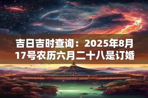 吉日吉时查询：2025年8月17号农历六月二十八是订婚吉日吗