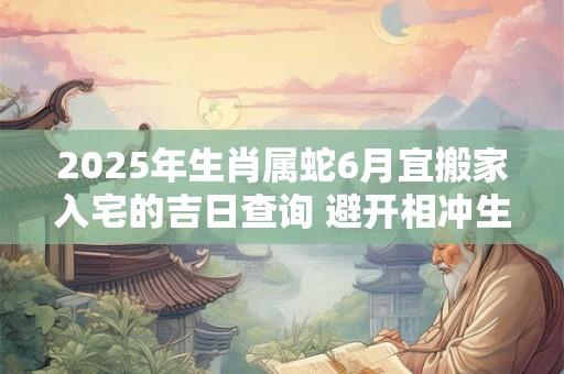 2025年生肖属蛇6月宜搬家入宅的吉日查询 避开相冲生肖