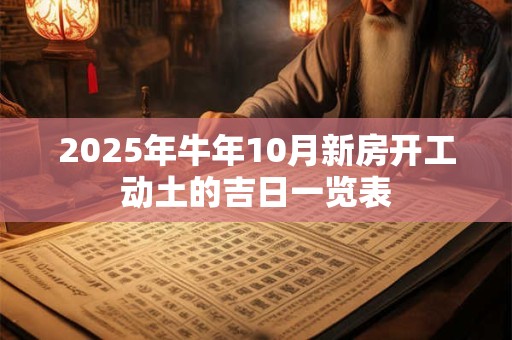 2025年牛年10月新房开工动土的吉日一览表