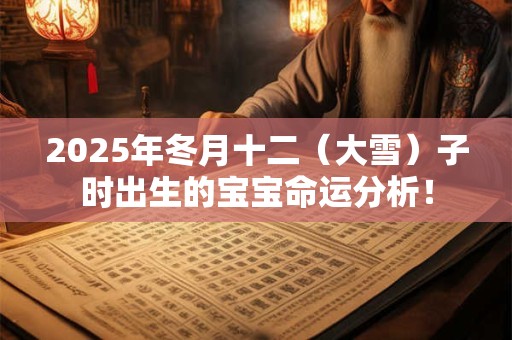 2025年冬月十二（大雪）子时出生的宝宝命运分析！