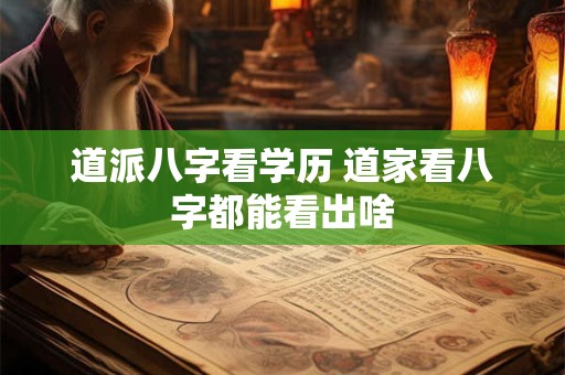 道派八字看学历 道家看八字都能看出啥