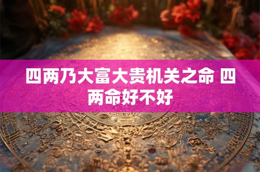 四两乃大富大贵机关之命 四两命好不好 四两乃大富大贵机关之命 四两命好不好