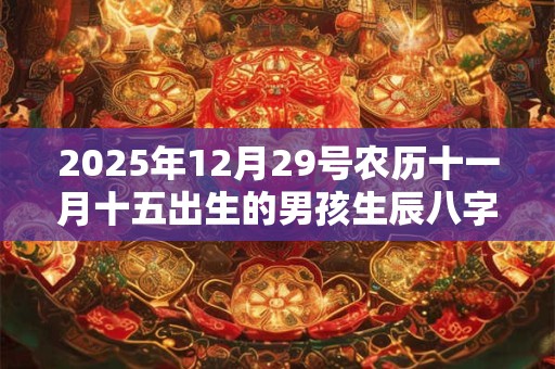 2025年12月29号农历十一月十五出生的男孩生辰八字起名