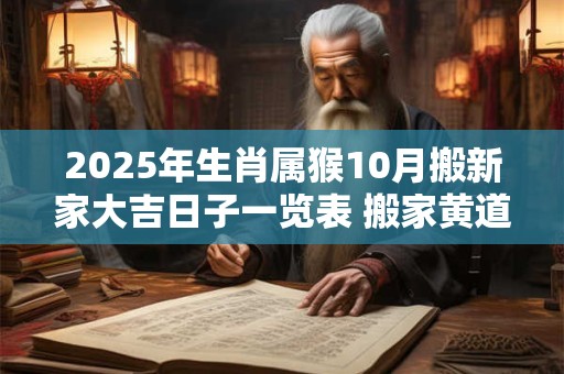 2025年生肖属猴10月搬新家大吉日子一览表 搬家黄道吉日