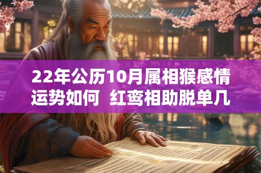 22年公历10月属相猴感情运势如何  红鸾相助脱单几率更大