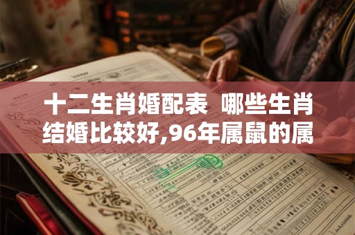 十二生肖婚配表  哪些生肖结婚比较好,96年属鼠的属相婚配表