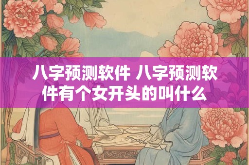 八字预测软件 八字预测软件有个女开头的叫什么