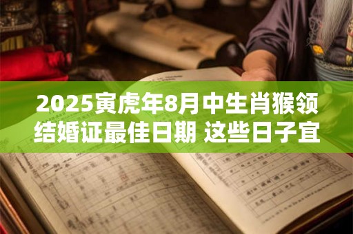 2025寅虎年8月中生肖猴领结婚证最佳日期 这些日子宜领证