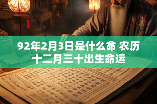 92年2月3日是什么命 农历十二月三十出生命运 92年2月3日是什么命 农历十二月三十出生命运