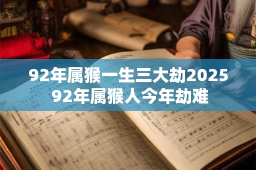 92年属猴一生三大劫2025 92年属猴人今年劫难
