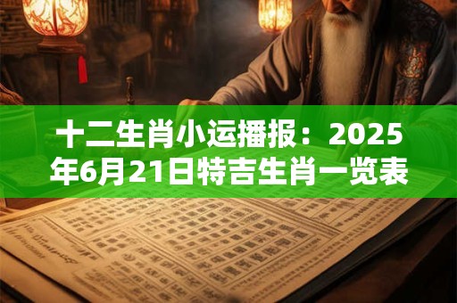 十二生肖小运播报：2025年6月21日特吉生肖一览表