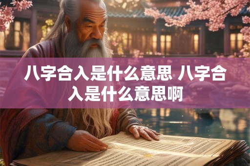 八字合入是什么意思 八字合入是什么意思啊