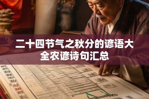 二十四节气之秋分的谚语大全农谚诗句汇总