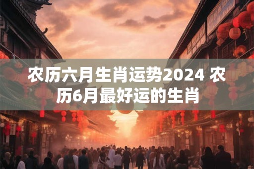 农历六月生肖运势2024 农历6月最好运的生肖