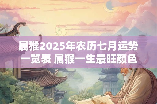 属猴2026年农历七月运势一览表 属猴一生最旺颜色