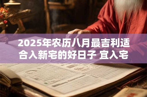 2025年农历八月最吉利适合入新宅的好日子 宜入宅黄道吉日