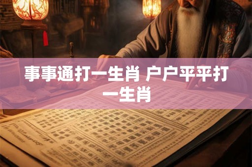 事事通打一生肖 户户平平打一生肖