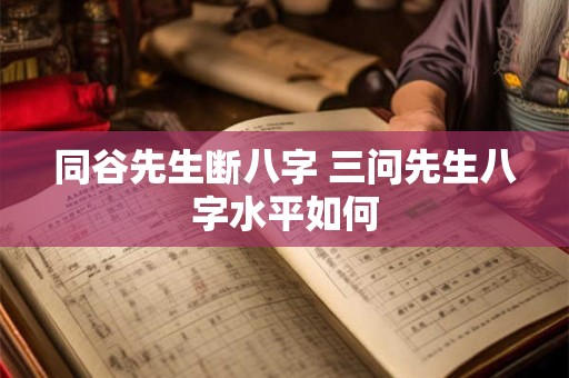 同谷先生断八字 三问先生八字水平如何