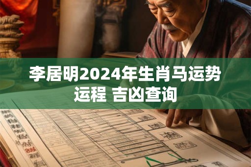 李居明2024年生肖马运势运程 吉凶查询