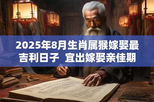 2025年8月生肖属猴嫁娶最吉利日子  宜出嫁娶亲佳期