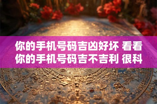 你的手机号码吉凶好坏 看看你的手机号码吉不吉利 很科学!