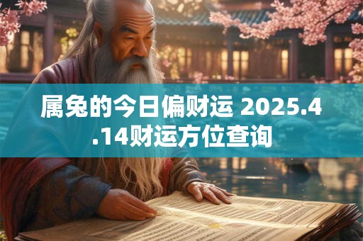 属兔的今日偏财运 2025.4.14财运方位查询