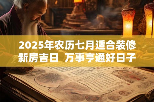 2025年农历七月适合装修新房吉日  万事亨通好日子
