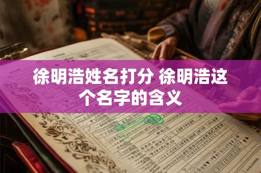 徐明浩姓名打分 徐明浩这个名字的含义