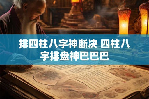 排四柱八字神断决 四柱八字排盘神巴巴巴