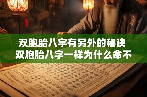 双胞胎八字有另外的秘诀 双胞胎八字一样为什么命不一样