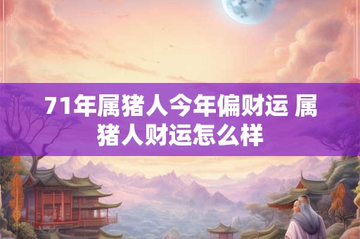 71年属猪人今年偏财运 属猪人财运怎么样