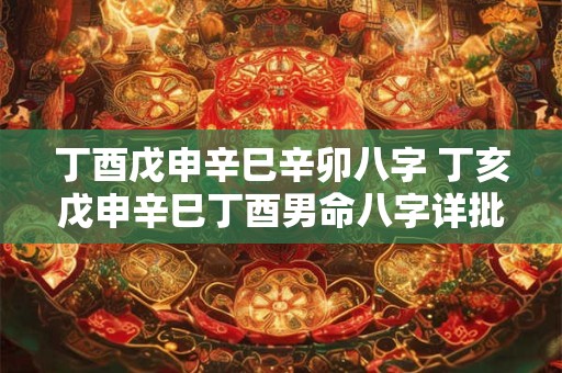 丁酉戊申辛巳辛卯八字 丁亥戊申辛巳丁酉男命八字详批