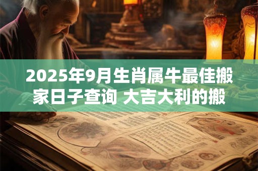 2025年9月生肖属牛最佳搬家日子查询 大吉大利的搬家日子