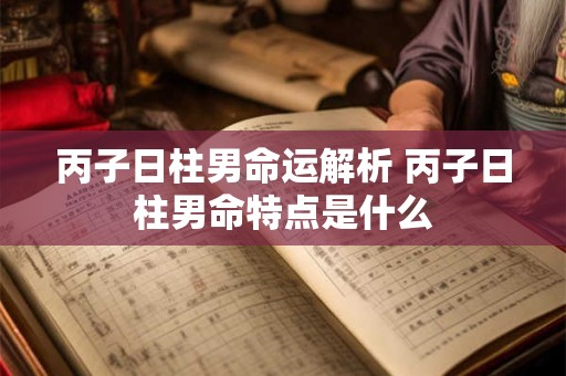 丙子日柱男命运解析 丙子日柱男命特点是什么