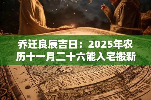 乔迁良辰吉日：2025年农历十一月二十六能入宅搬新家吗？